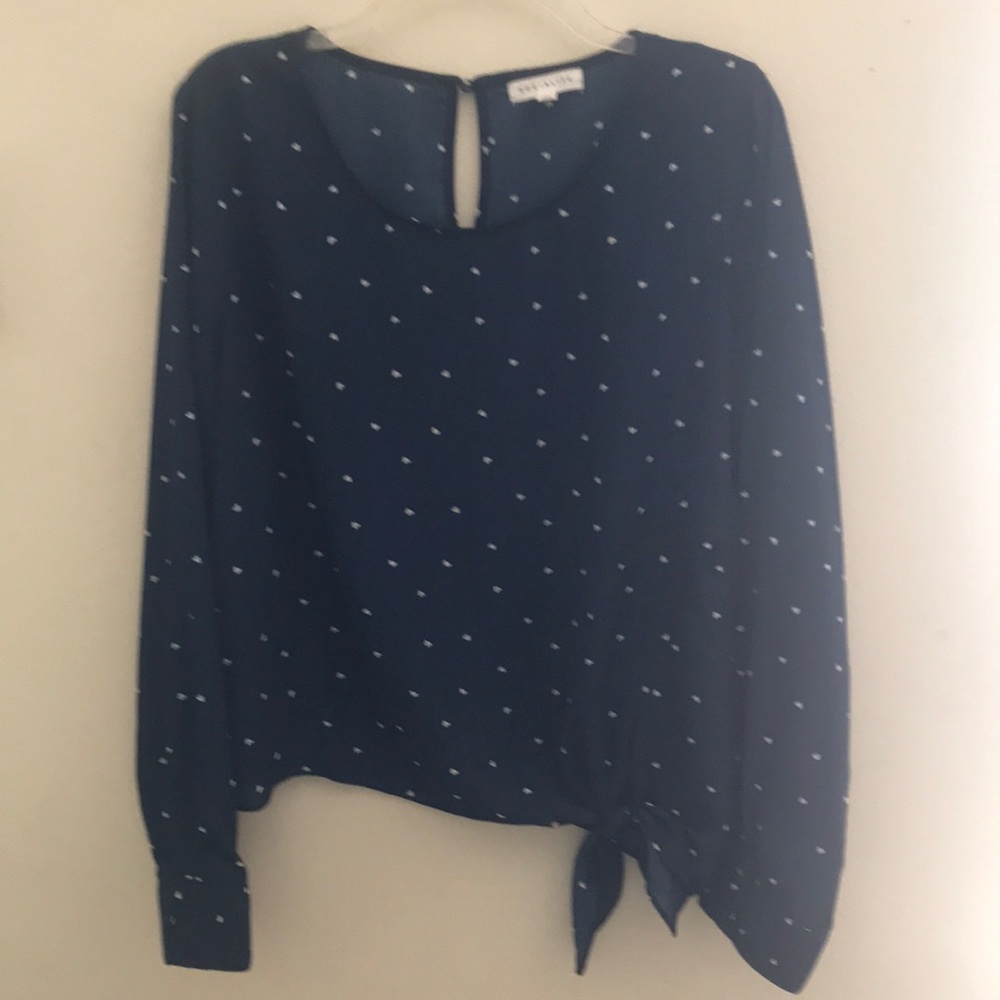 Navy Blue Polka Dot Blouse